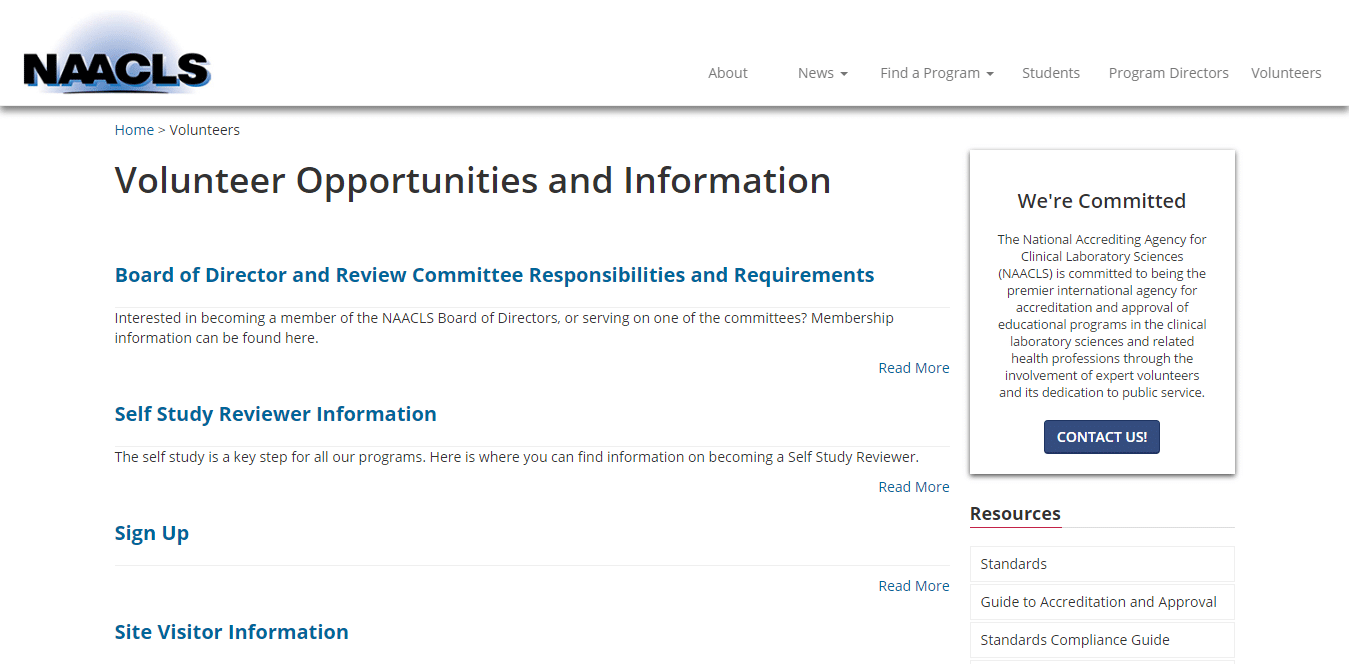 NAACLS   Volunteers