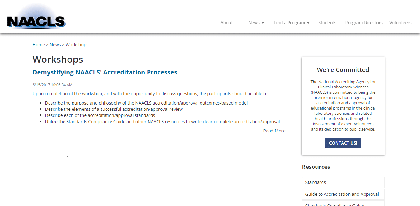 NAACLS   Workshops